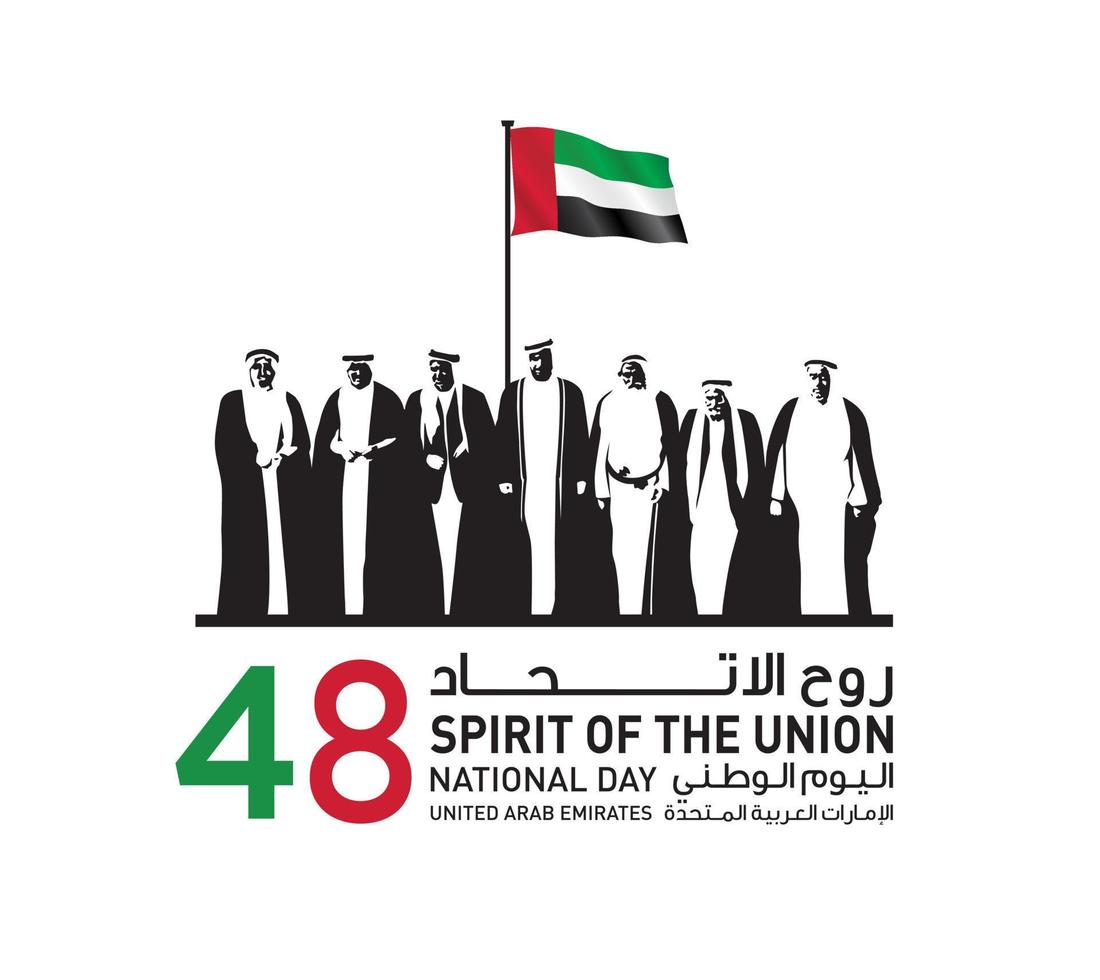 Vereinigte Arabische Emirate Nationalfeiertag der Vereinigten Arabischen Emirate, Geist der Union, 48. Nationalfeiertag der Vereinigten Arabischen Emirate, Erinnerung an den Märtyrertag am 30. November in den Vereinigten Arabischen Emiraten vektor
