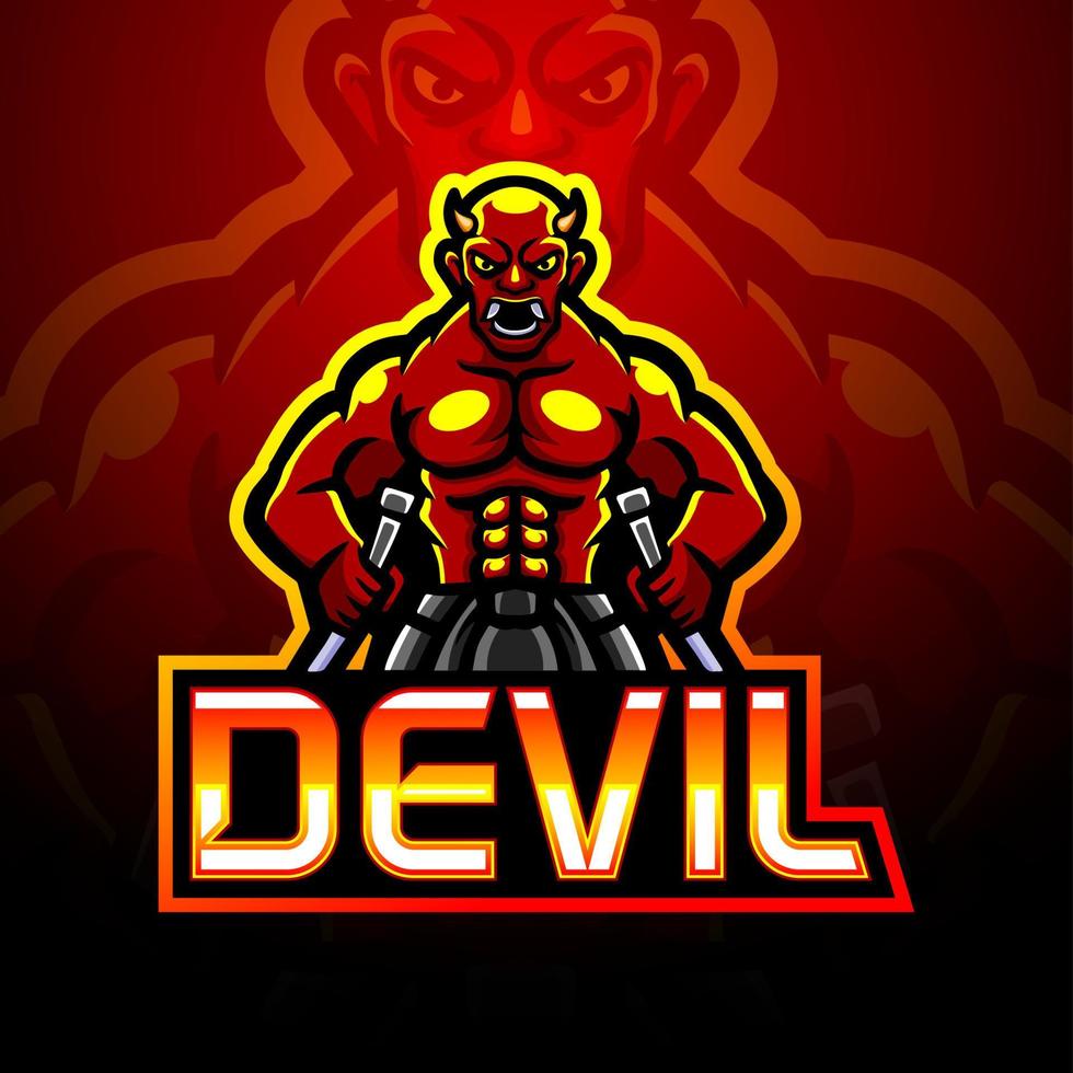 devil esport logotyp maskot design vektor