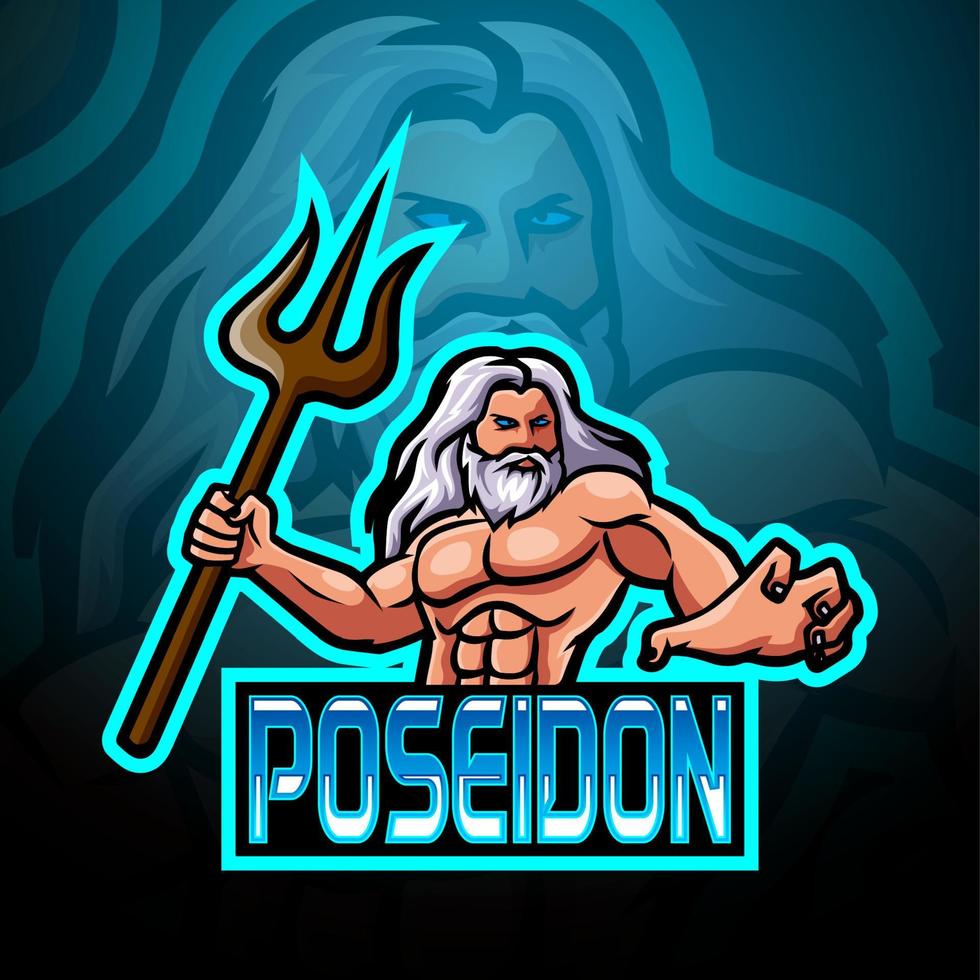 poseidon mascot sport esport logotypdesign vektor