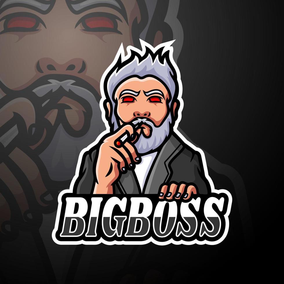 big boss esport logo maskottchen design vektor