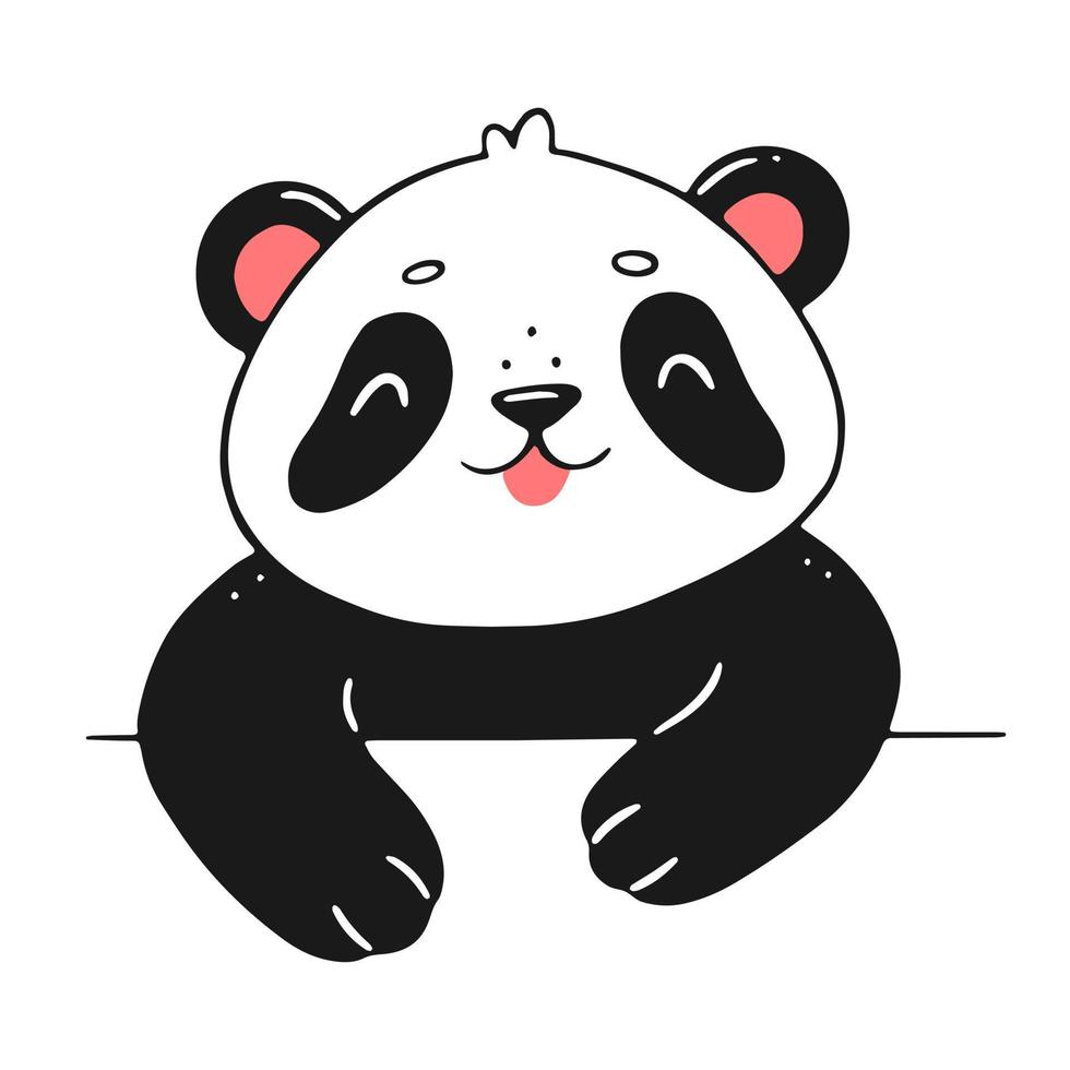 söt panda i tecknad doodle stil. vektor isolerade djur illustration.