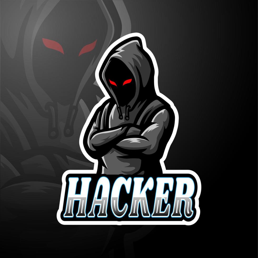 hacker esport logo maskottchen design vektor