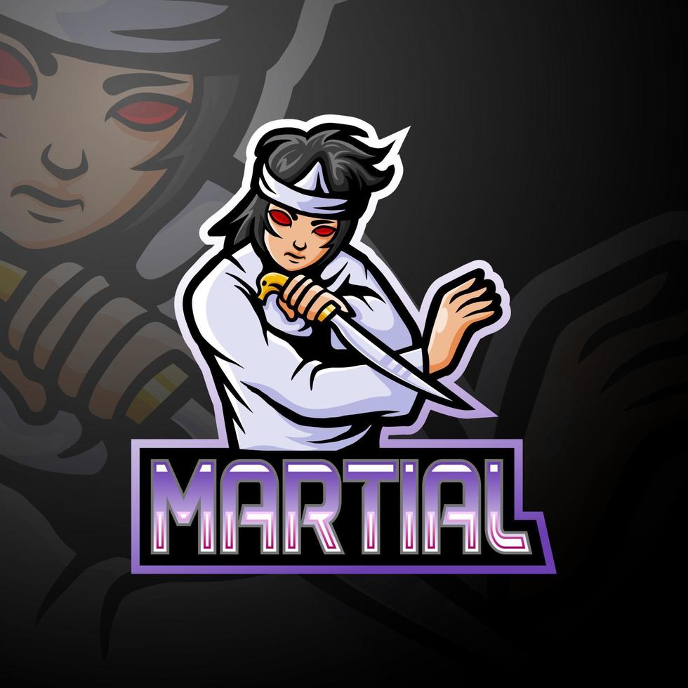 martialisches esport-logo-maskottchen-design vektor