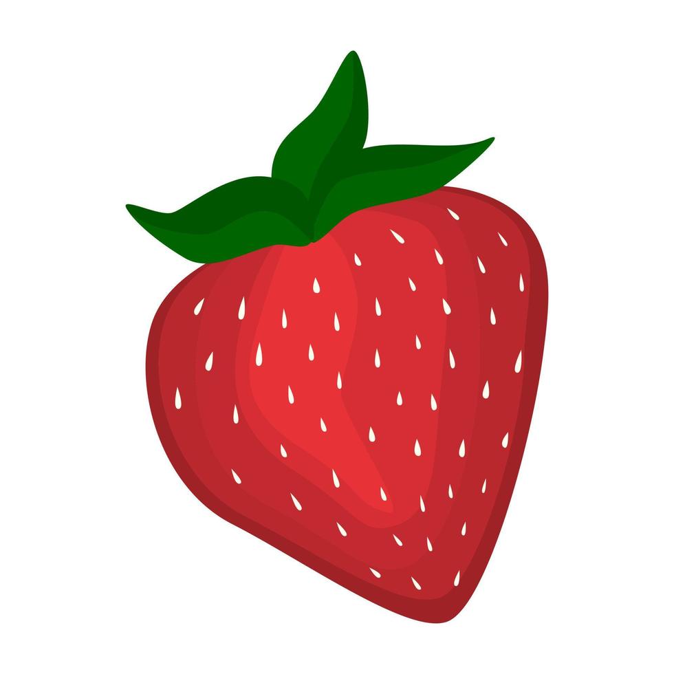 röd jordgubbe vegansk bär vektor platt isolerad illustration