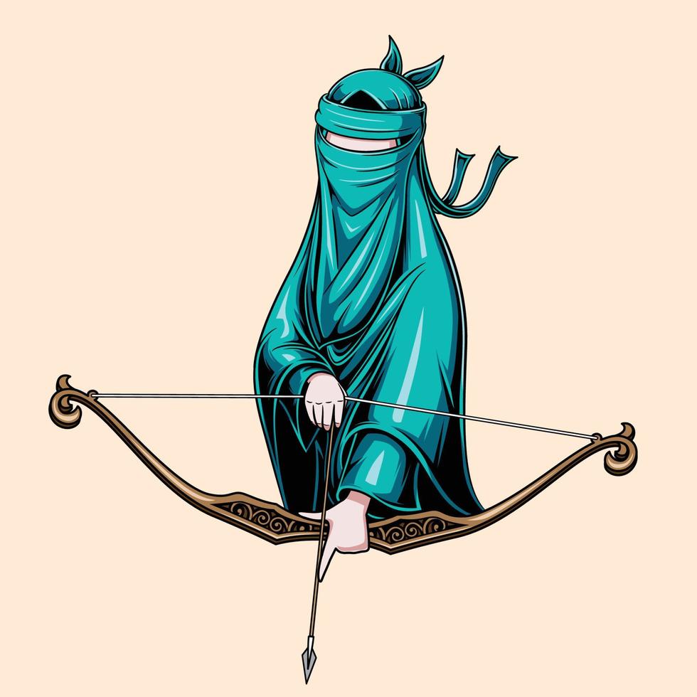 kvinnlig islamisk bågskytt fighter illustration vektor