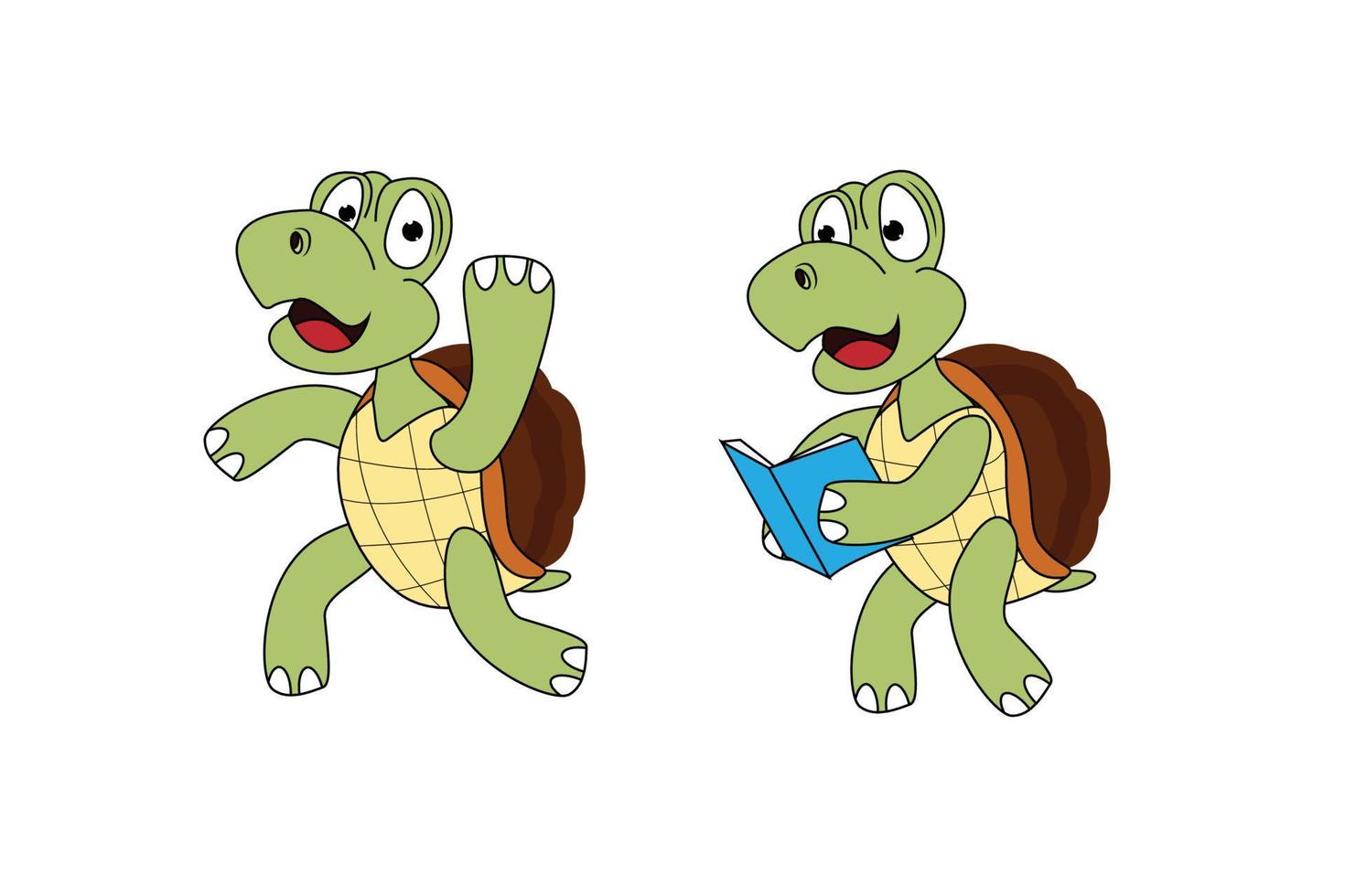 niedliches schildkrötenkarikatur-illustrationsdesign vektor