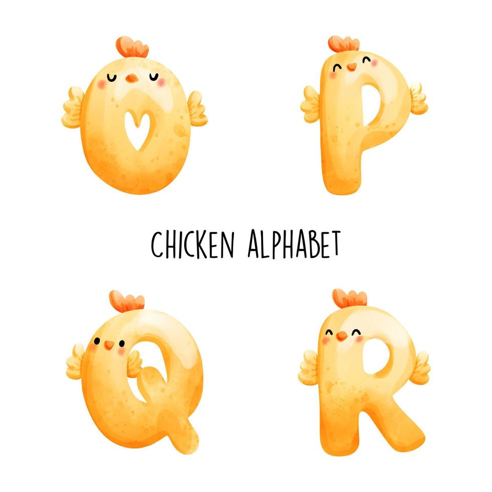 kyckling alfabetet. vektor illustration