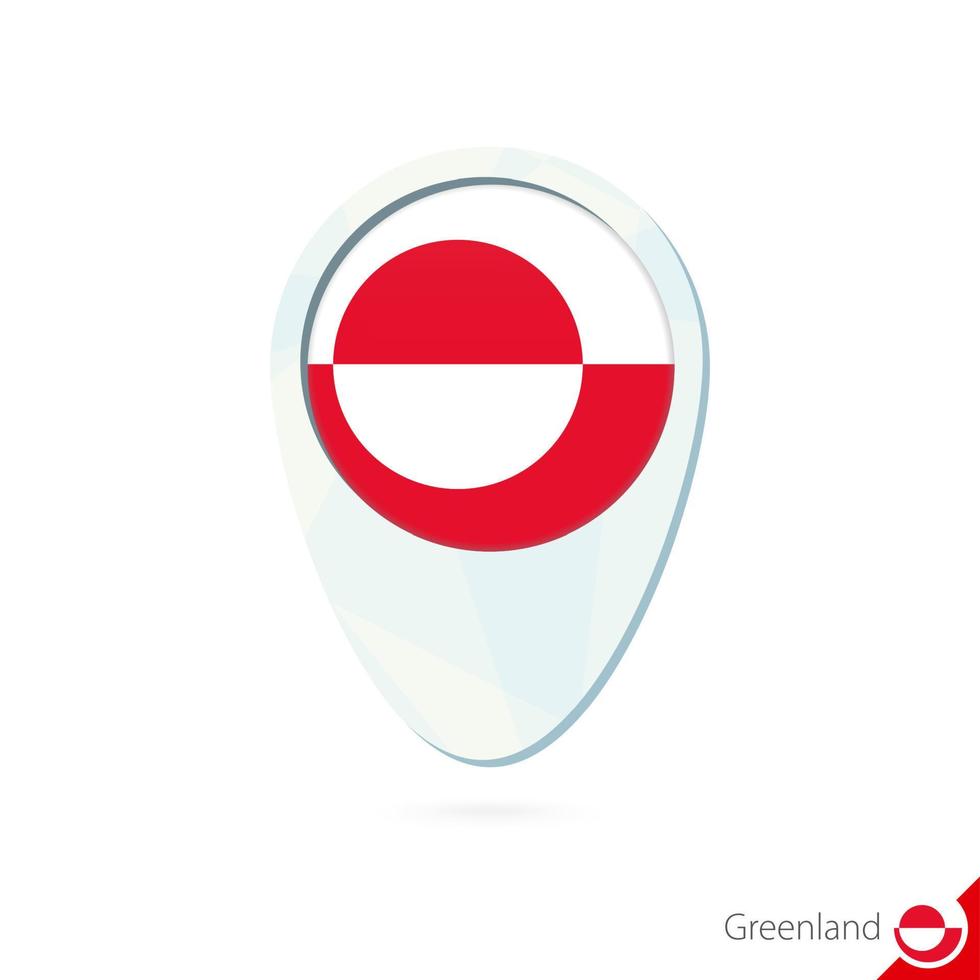 Grönland-Flaggen-Lageplan-Pin-Symbol auf weißem Hintergrund. vektor