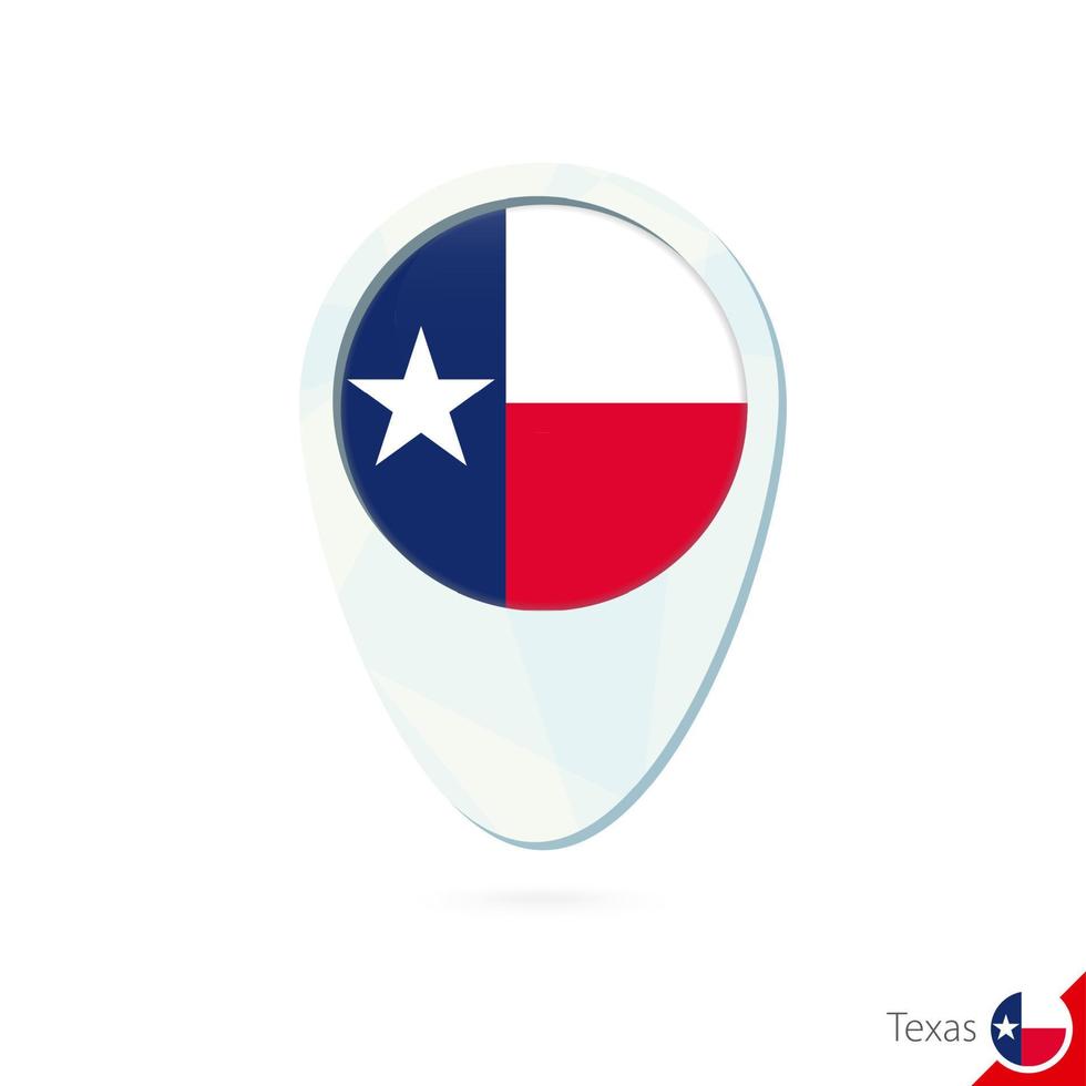 Usa State Texas Flagge Lageplan Pin-Symbol auf weißem Hintergrund. vektor