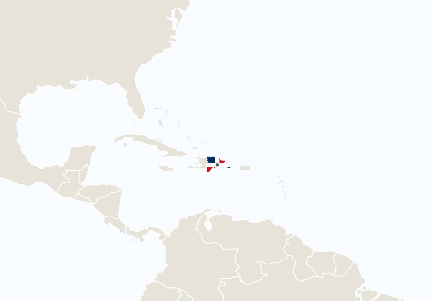 Südamerika mit hervorgehobener Karte der Dominikanischen Republik. vektor