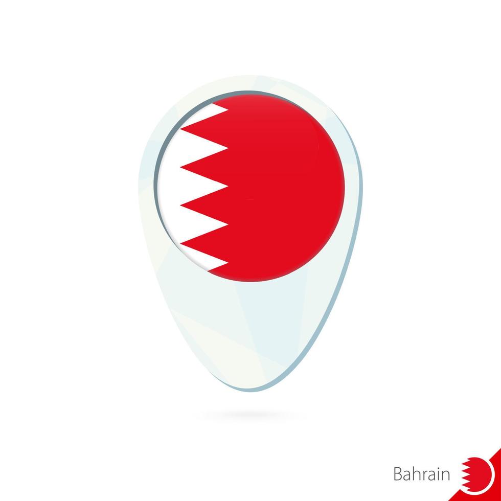 Bahrain-Flaggen-Lageplan-Pin-Symbol auf weißem Hintergrund. vektor