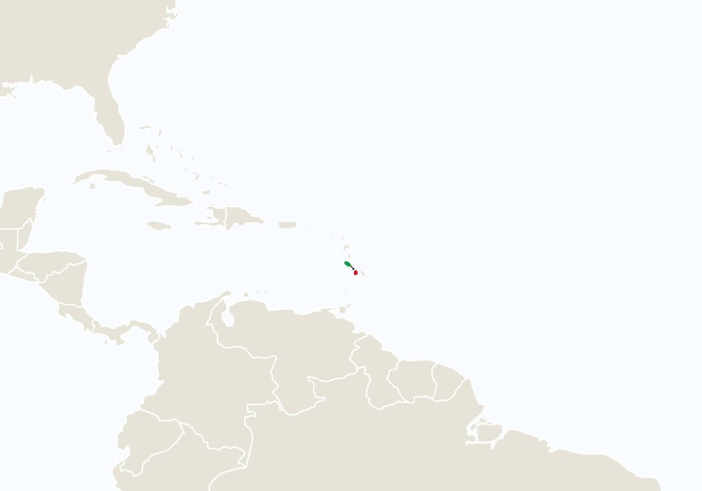 sydamerika med markerade saint kitts och nevis karta. vektor