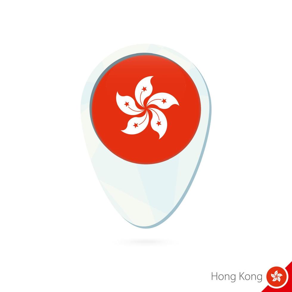 hong kong flagga plats karta nålikonen på vit bakgrund. vektor