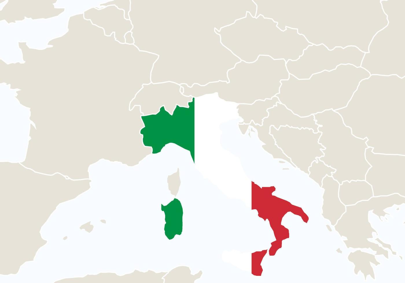 Europa med markerad karta över Italien. vektor