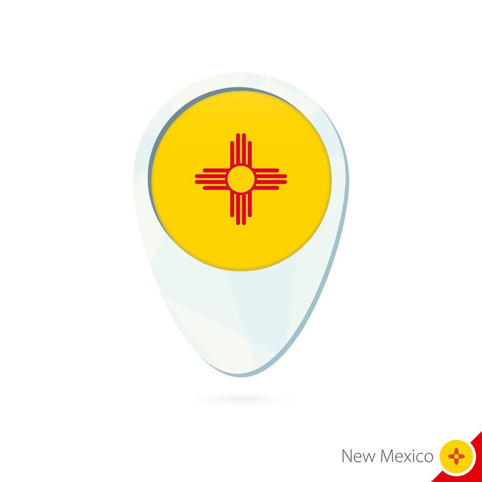 Usa-Bundesstaat New Mexico Flagge Lageplan Pin-Symbol auf weißem Hintergrund. vektor
