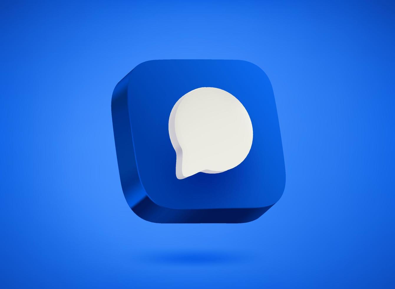 blaues Chat-App-Symbol auf blauem Hintergrund. 3D-Vektor-Illustration vektor