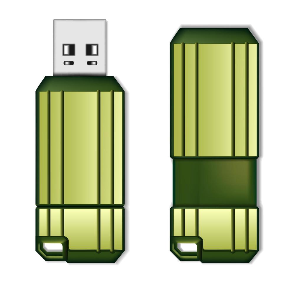 USB-Stick im offenen und geschlossenen. isoliert auf weißem Hintergrund. Vektor-Illustration. vektor