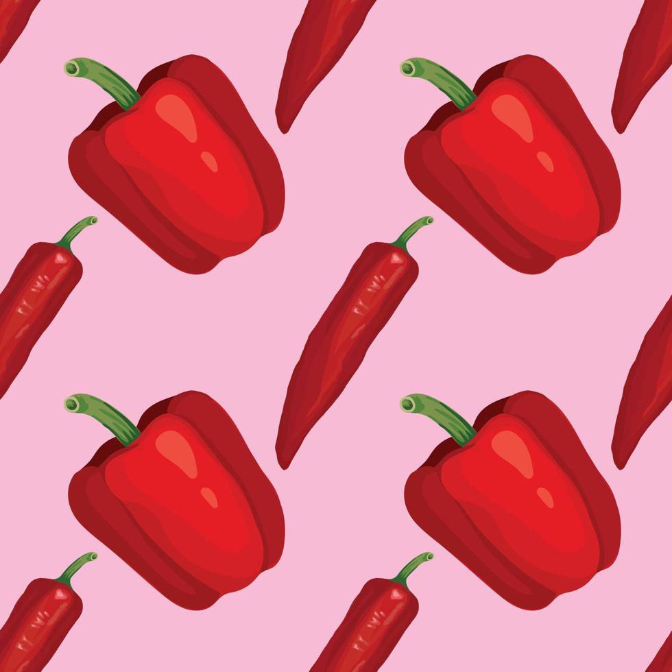 nahtloses design der niedlichen roten chili- und paprikakunst vektor