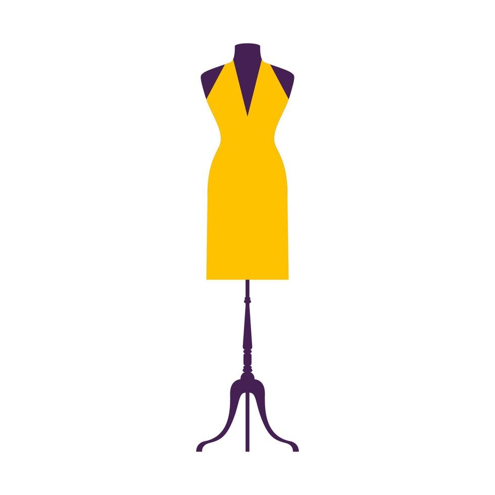 Kleid auf Mannequin-Modell. flache Kleidersymbol-Silhouette. Party-Kleidung-Stil Mode-Design-Ikonen-Vorlage vektor
