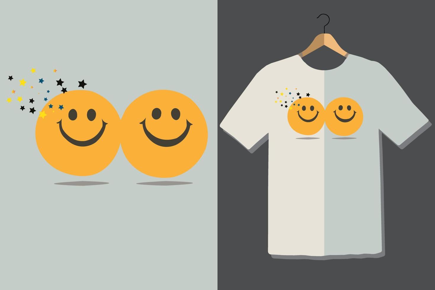 emoji-design och t-shirt design som ser olika konst ut. vektor