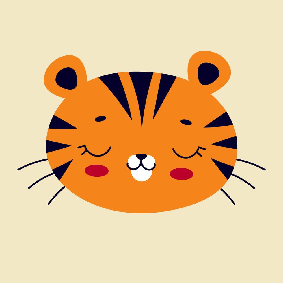 süßer Tiger, Symbol des chinesischen Neujahrs 2022. wildes Tier. traditioneller Kalender, Grußkarte. flache karikaturillustration des vektors. Dekor für Kinderzimmer, Kleidung vektor