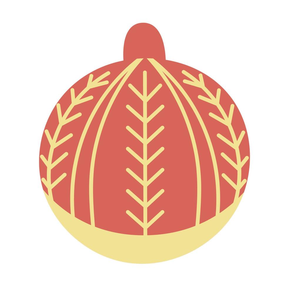 julleksak för trädet, boll med ett mönster. handritad vektor illustration.traditional semester symbol