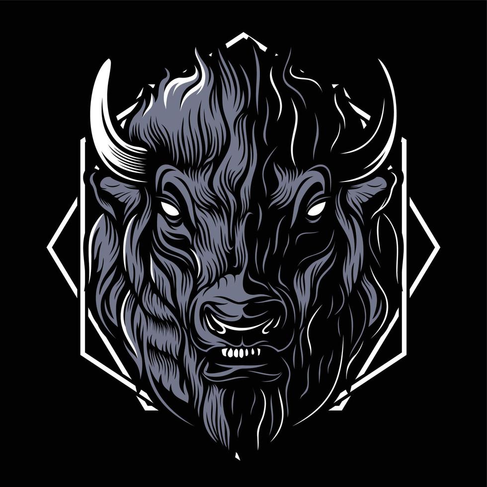 djurhuvud, tjur, buffel vektor logotyp, ikon illustration maskot, designelement för logotyp, affisch, kort, banner, emblem, t-shirt. vektor illustration