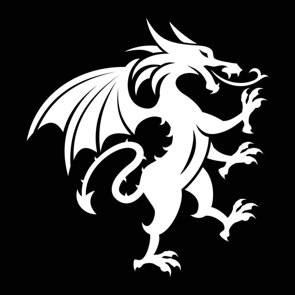 vektor heraldisk illustration i vintage stil med drake, designelement för logotyp, affisch, kort, banner, emblem, t-shirt. vektor illustration