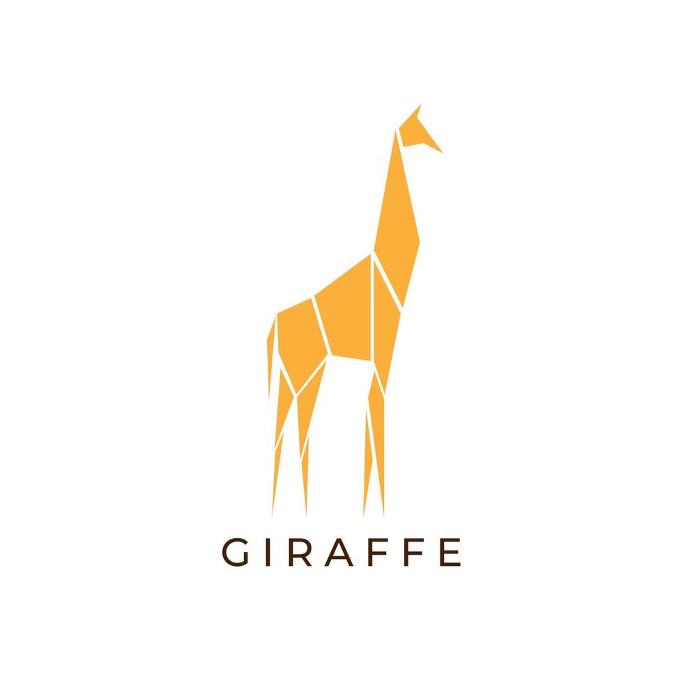 vacker gul giraff origami illustration logotyp vektor