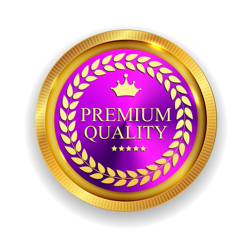 Premium-Qualität goldene Medaille Symbol Siegelzeichen isoliert auf weißem Hintergrund. Vektor-Illustration vektor