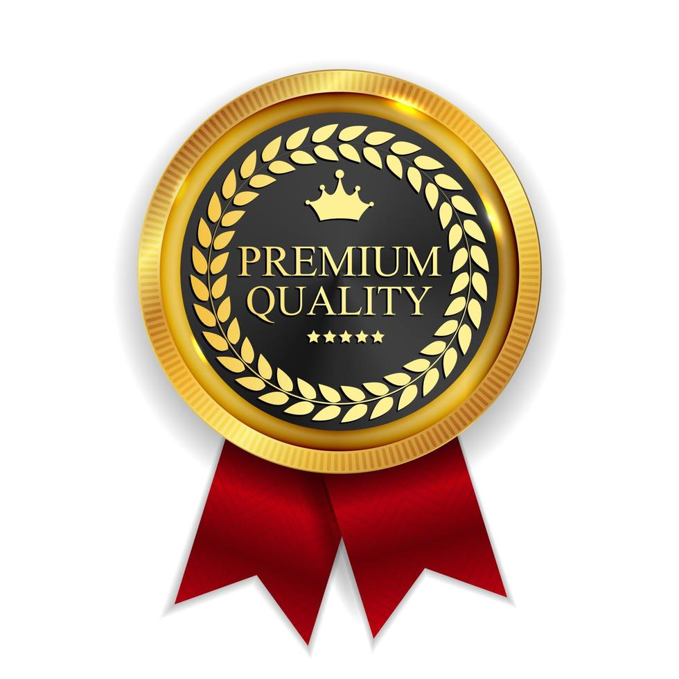Premium-Qualität goldene Medaille Symbol Siegelzeichen isoliert auf weißem Hintergrund. Vektor-Illustration vektor
