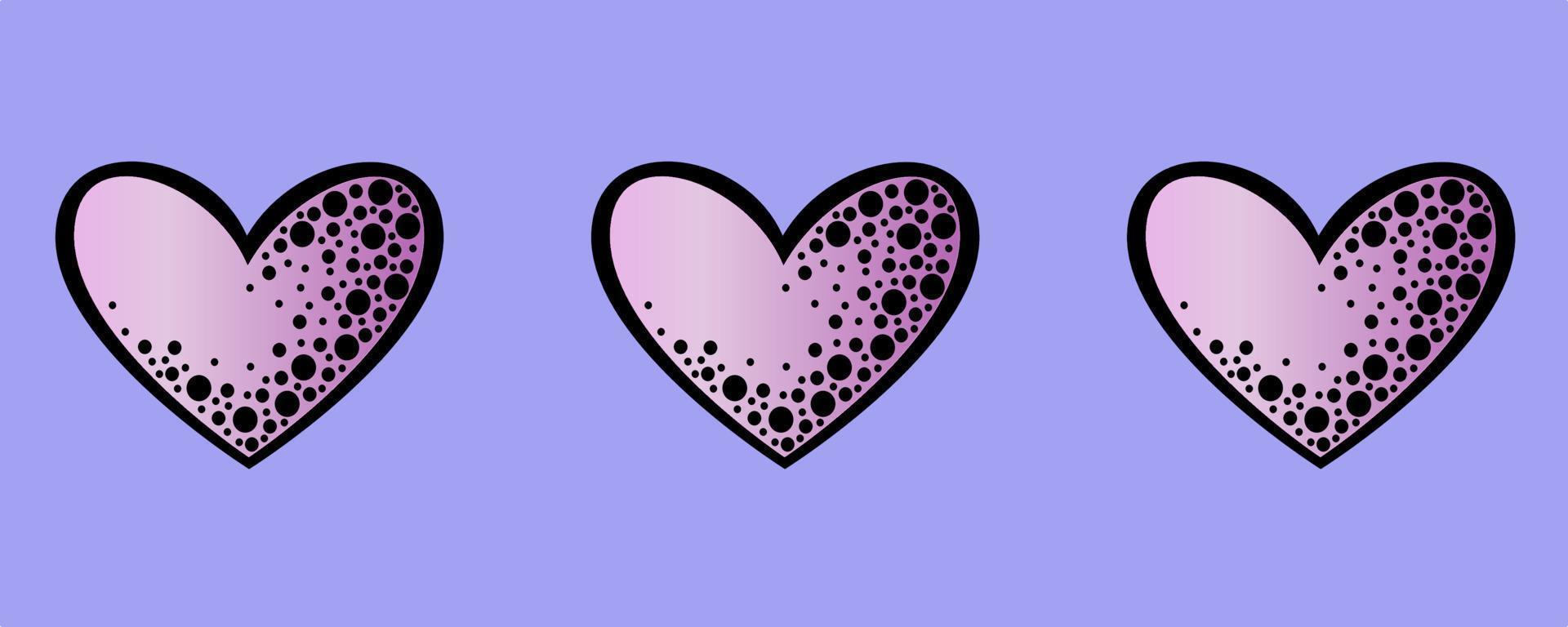 nahtlose Grenze, rosa Herzen auf einem lila Hintergrund vektor