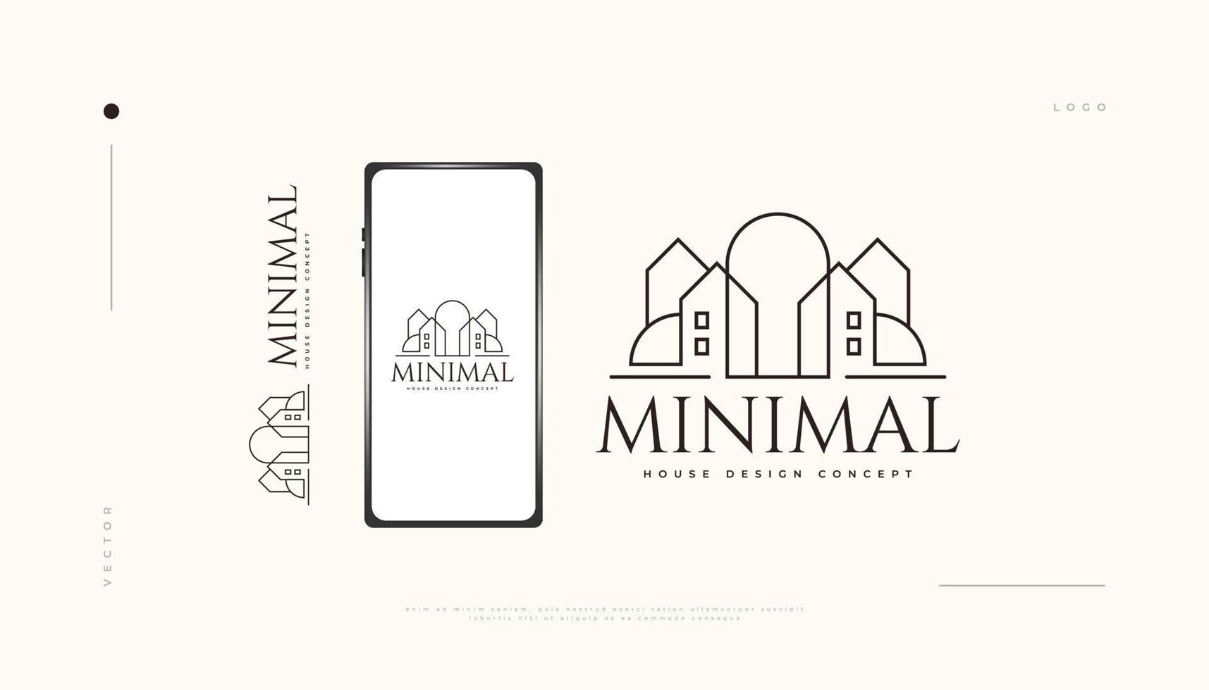 minimalistisk fastighetslogotypdesign med linjestil. modern och minimalistisk huslogotyp för arkitektur eller byggföretags varumärkesidentitet vektor