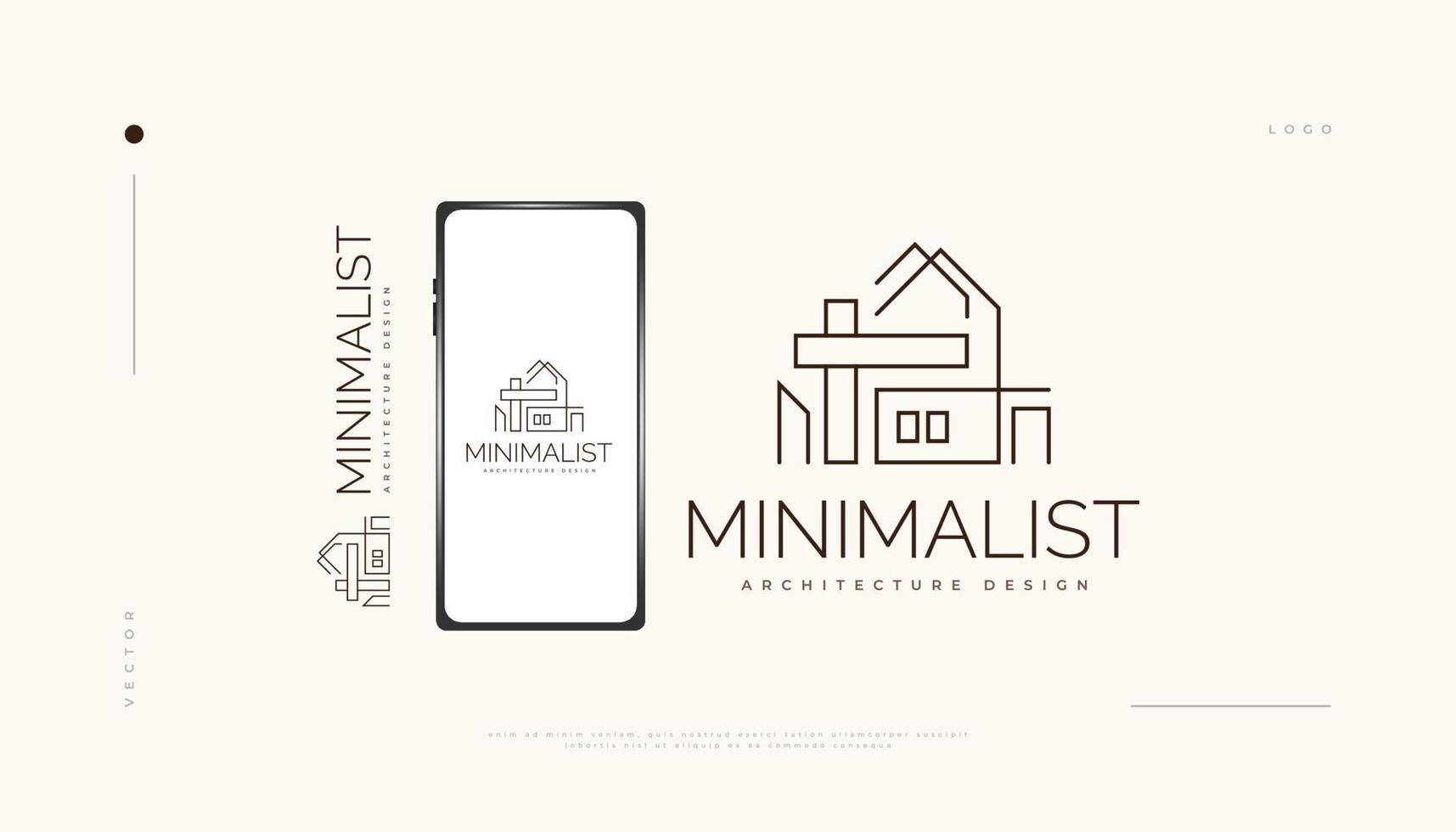 minimalistisk fastighetslogotypdesign med linjestil. modern och minimalistisk huslogotyp för arkitektur eller byggföretags varumärkesidentitet vektor