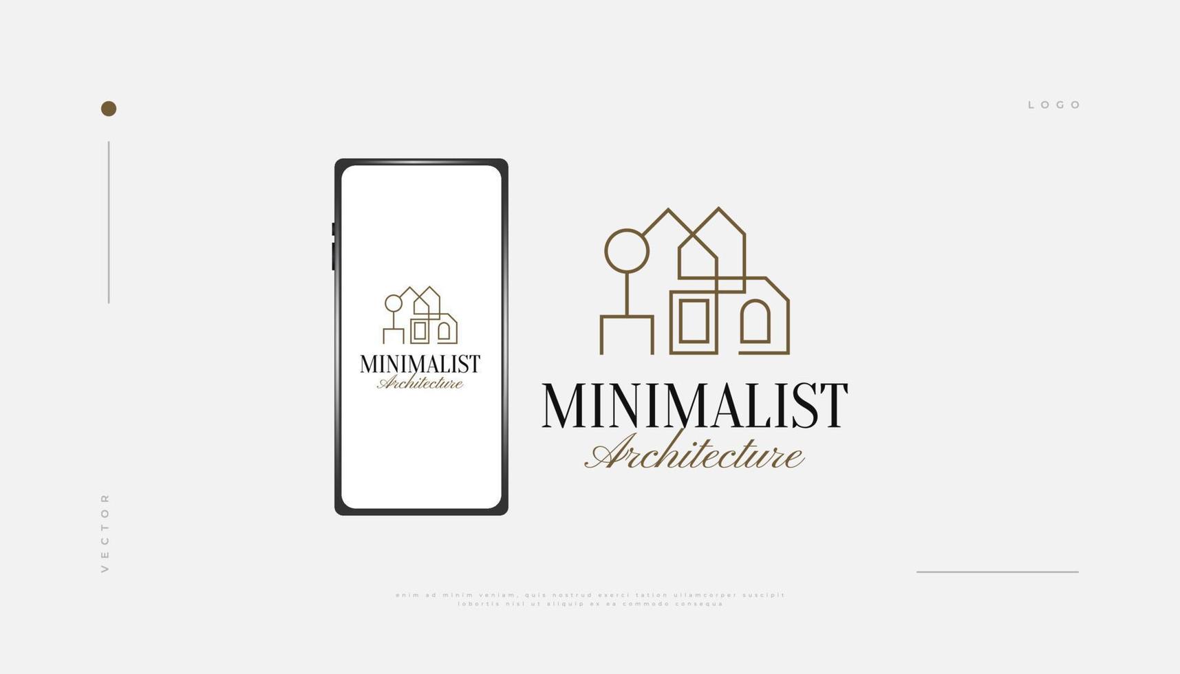 minimalistisches immobilien-logo-design mit linienstil. Modernes und minimalistisches Hauslogo für die Markenidentität von Architektur- oder Bauunternehmen vektor