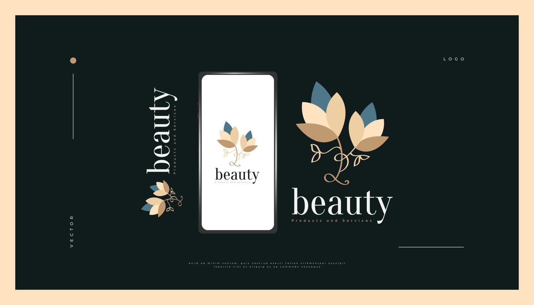 elegant blomlogotypdesign med minimal linjär stil, lämplig för spa, skönhet, smycken, salong eller kosmetikmärke. handritad blommig eller botanisk logotyp illustration vektor
