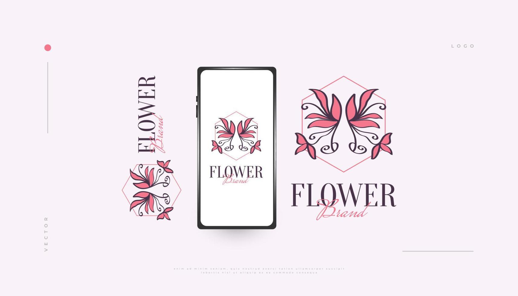 elegant blomlogotypdesign med minimal stil, lämplig för spa, skönhet, smycken, salong eller kosmetikamärke. handritad blommig eller botanisk logotyp illustration vektor