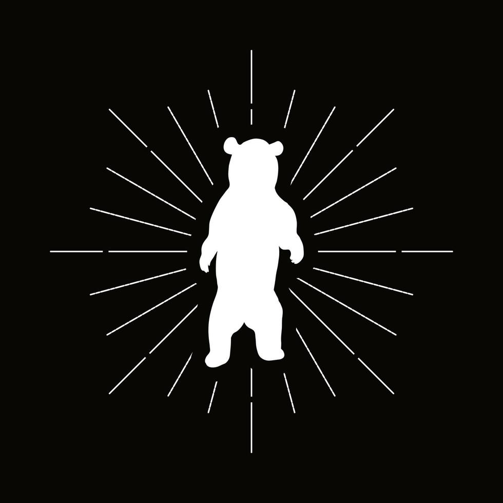 retro stående björn silhuett logotyp vektor
