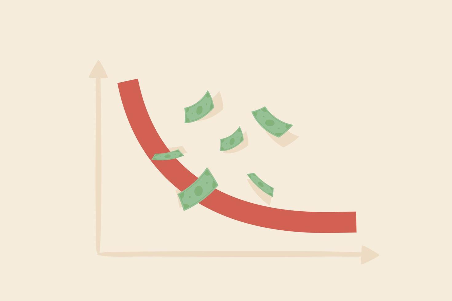 invertierte Zinskurve. Inflation, Rezession, Staatsanleiherenditen. vektor