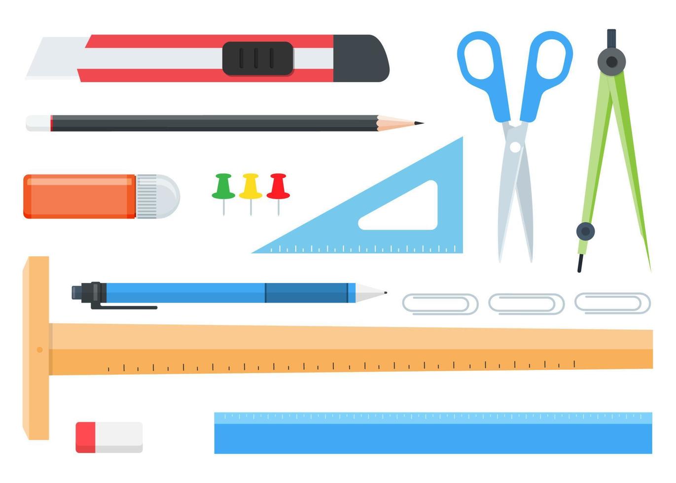 företag och student brevpapper verktyg. vektor illustration