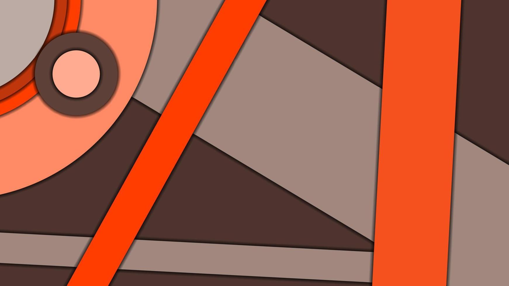 abstrakter geometrischer Vektorhintergrund im Materialdesign-Stil mit einer begrenzten harmonisierten Palette, mit konzentrischen Kreisen und gedrehten Rechtecken mit Schatten, die geschnittenes Papier imitieren. vektor