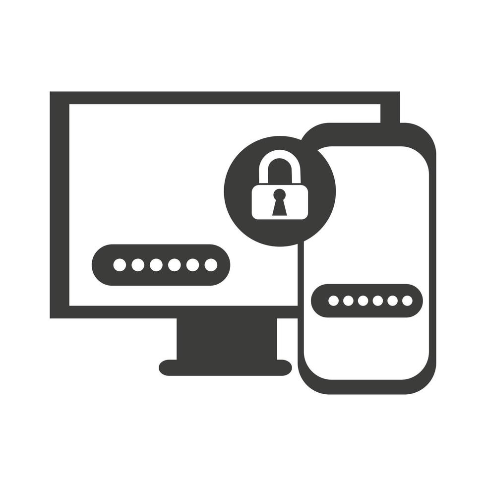 tvåfaktorsbehörighet att logga in. en smartphone och en dator med lås. 2fa säkerhetskontroll. kontrollera inloggningslösenordet. vektor illustration.