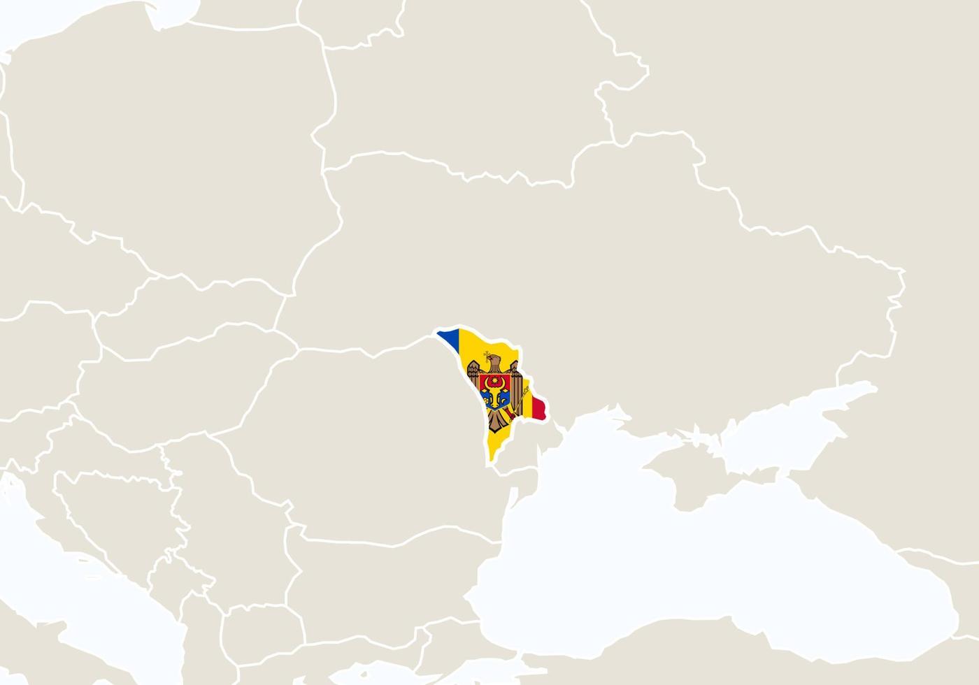 europa mit hervorgehobener moldau-karte. vektor