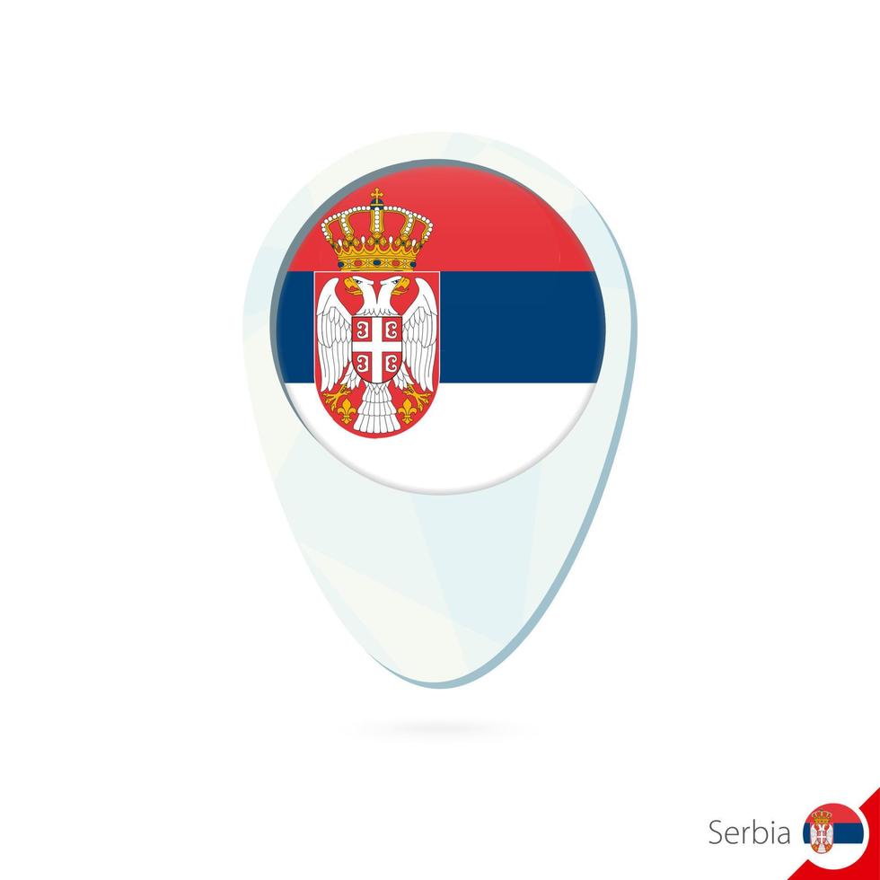 serbien flagga plats karta nålikon på vit bakgrund. vektor