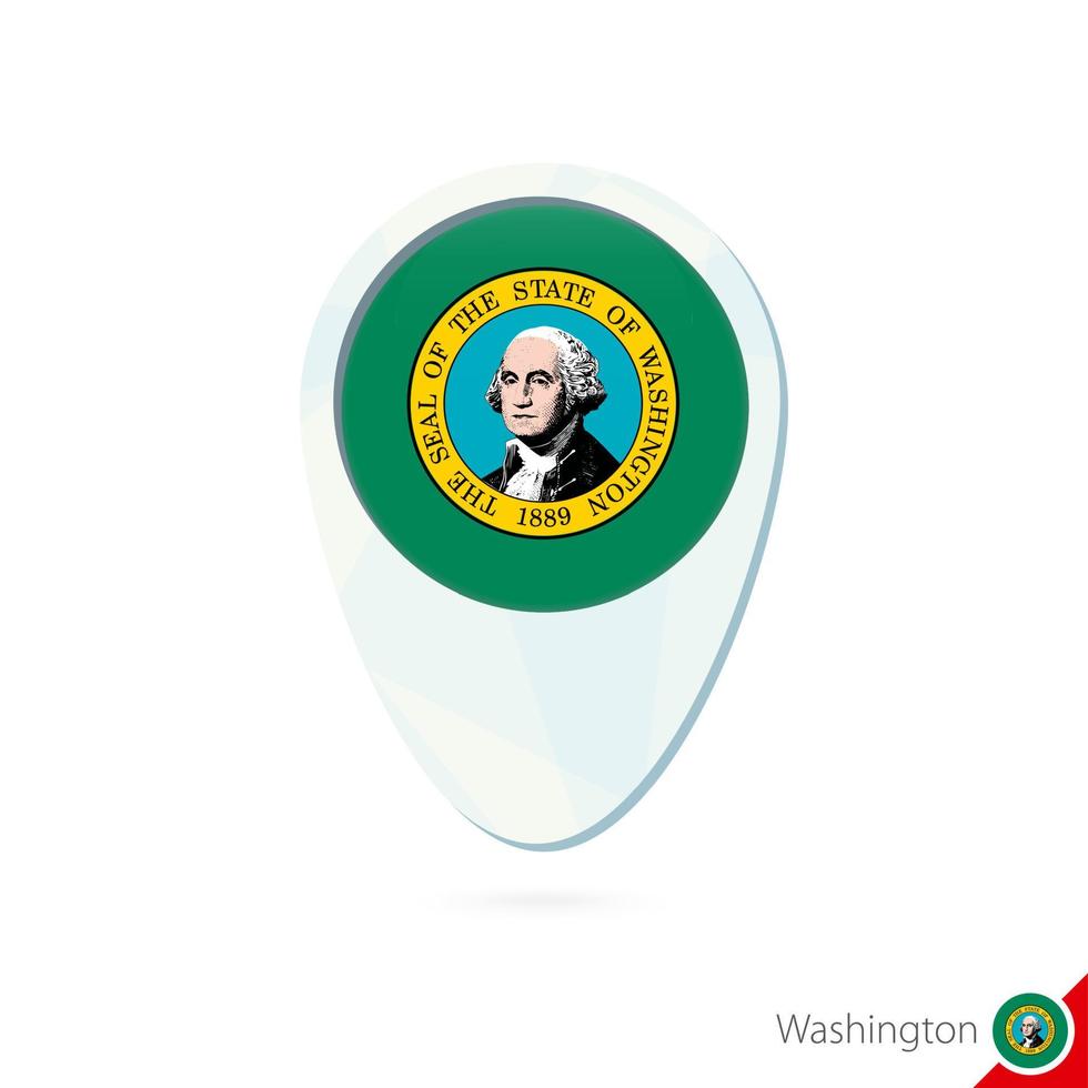 Usa State Washington Flagge Lageplan Pin-Symbol auf weißem Hintergrund. vektor
