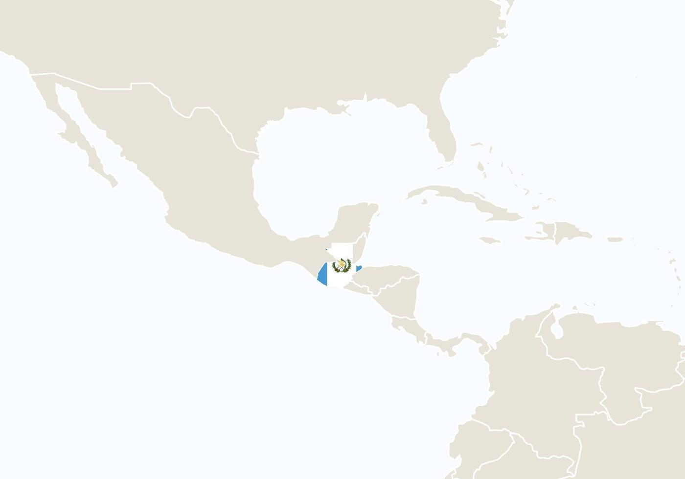 Mittelamerika mit hervorgehobener Guatemala-Karte. vektor