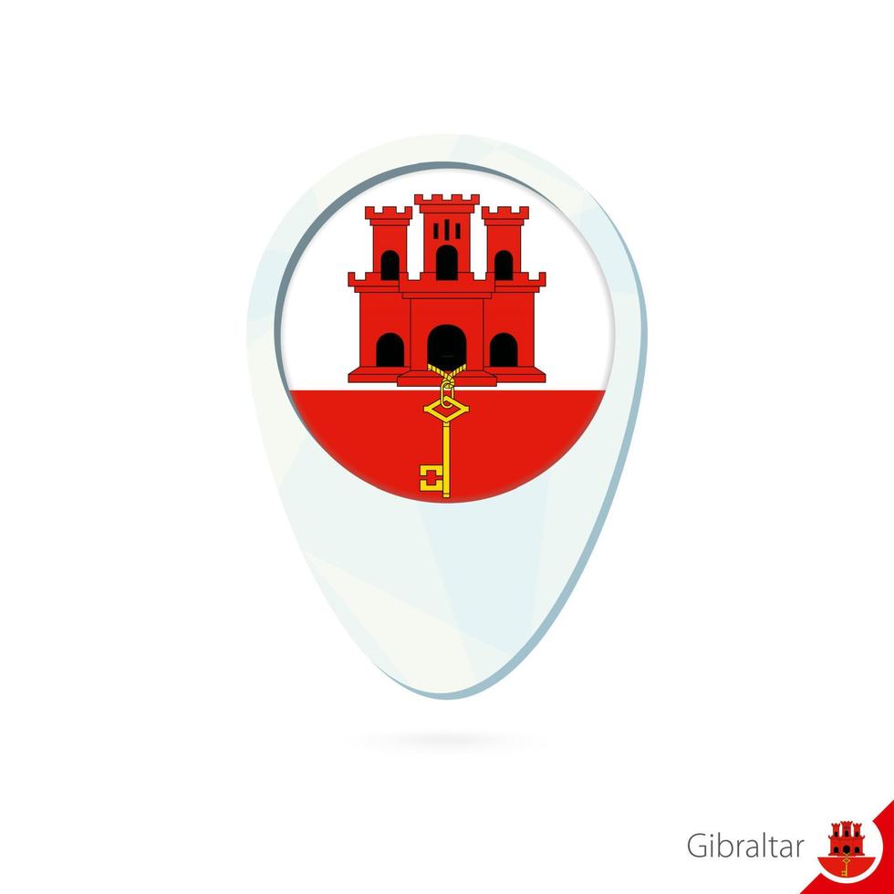 Gibraltar-Flaggen-Lageplan-Pin-Symbol auf weißem Hintergrund. vektor