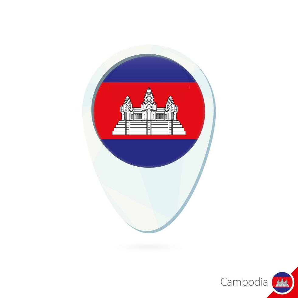 Kambodscha-Flagge Lageplan Pin-Symbol auf weißem Hintergrund. vektor