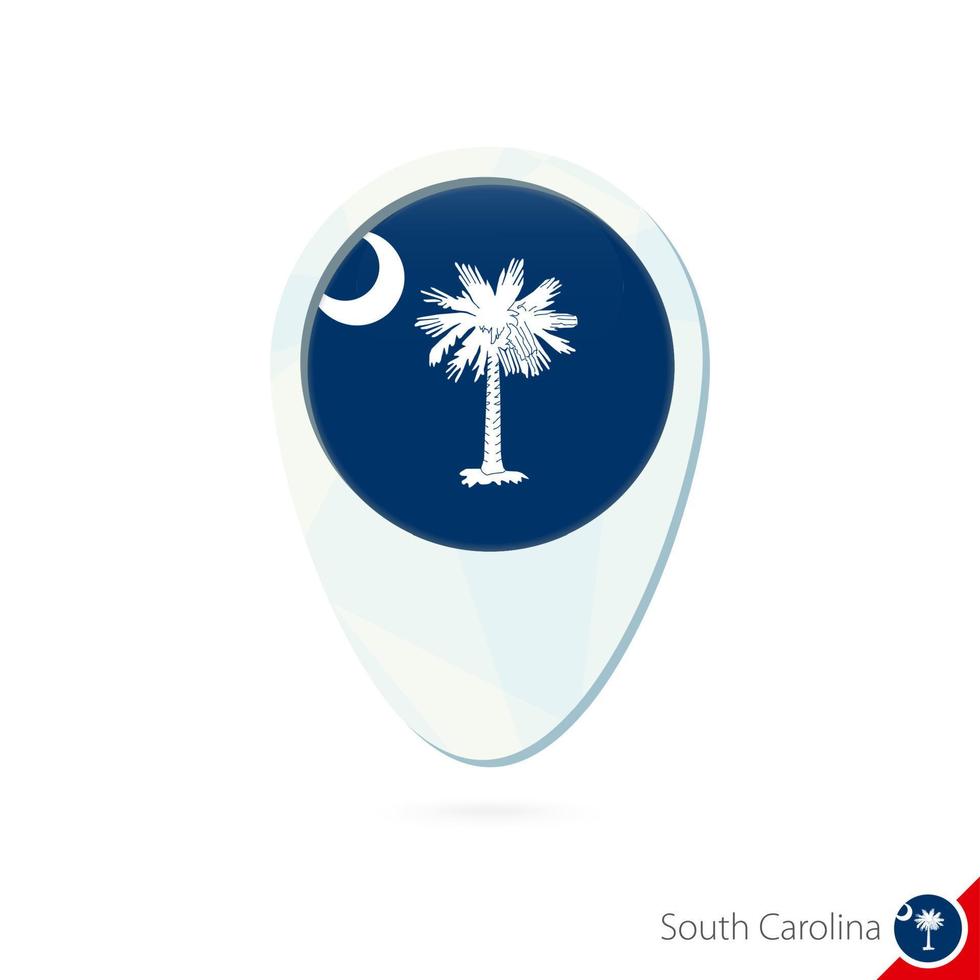 usa state south carolina flagga plats karta nålikon på vit bakgrund. vektor