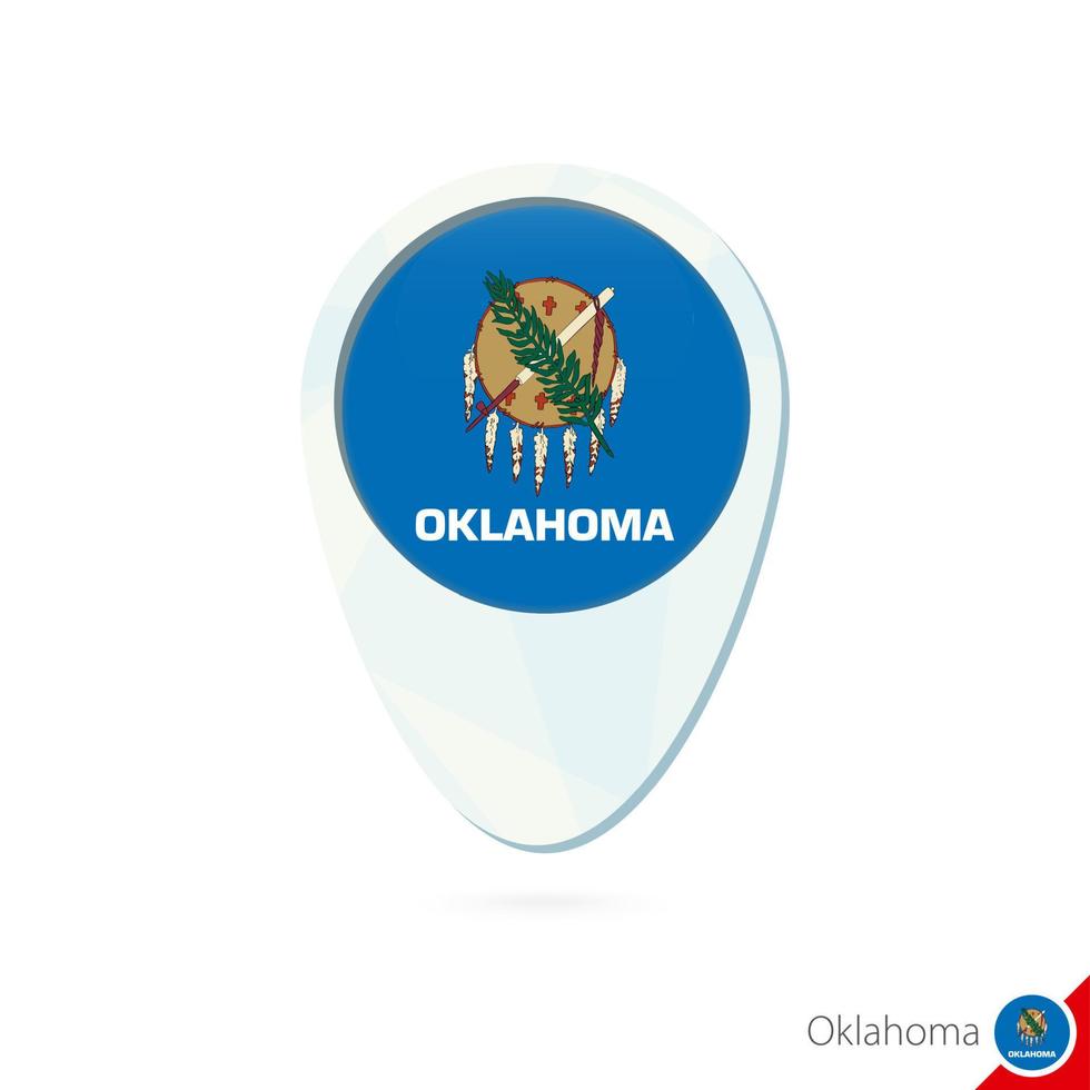 Usa-Bundesstaat Oklahoma-Flaggen-Lageplan-Pin-Symbol auf weißem Hintergrund. vektor